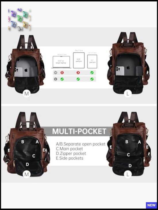 Women Backpack Purse PU Leather Anti-theft Casual Shoulder Bag Fashion Ladies main image 5